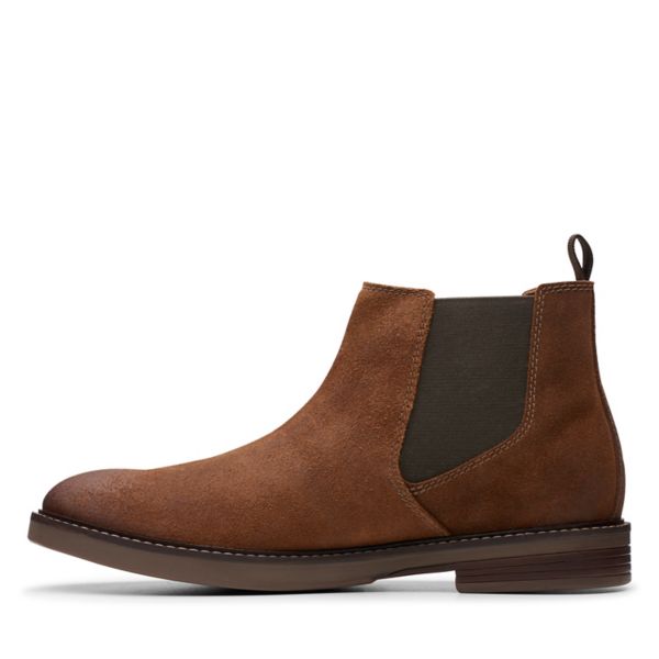 Clarks Mens Paulson Up Chelsea Boots Dark Brown | UK-7024953